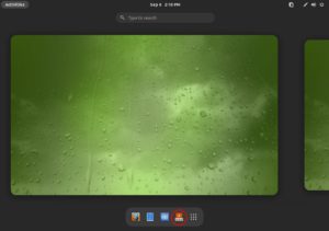 Abbildung 5: Ein Klick auf den rot markierten Schalter startet den Installationsprozess. Mangels Beschriftung lässt sich der Button auf dem Gnome-Desktop vergleichsweise schwer finden.