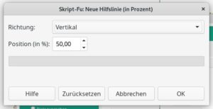 Abbildung 5: In Gimp l&auml;sst sich der Mittelpunkt eines Bilds mittels Hilfslinien relativ einfach und schnell bestimmen.