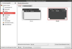 Abbildung 6: Wer die Ubuntu-ähnliche Optik von GeckoLinux nicht mag, wählt unter KDE in den Systemeinstellungen für die <span class="ui-element">Fensterdekoration</span> und die <span class="ui-element">Farben</span> den OpenSuse-Standard Breeze.