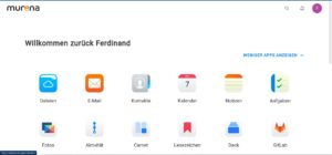 Abbildung 8: Die Cloud unter Murena.io bietet eine eigene E-Mail-Adresse, Synchronisation zwischen dem Murena One und der Cloud sowie Apps für Kalender, Kontakte, Notizen und Aufgaben.