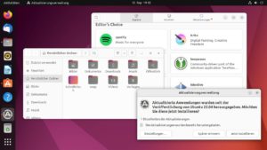 Abbildung 12: Canonical modifiziert den Gnome-Desktop an zahlreichen Stellen. So klebt ein Dock am linken Rand, zudem lassen sich Dateien auf dem Desktop ablegen.