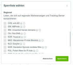 Abbildung 3: In AdGuard Home fügen Sie zusätzliche Sperrlisten per Mausklick hinzu.