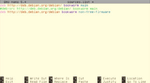 Abbildung 4: Die dritte Zeile zeigt den neuen Eintrag in der Quellenliste, der ab Debian&nbsp;12 "Bookworm" den neuen Zweig f&uuml;r unfreie Firmware darstellt.