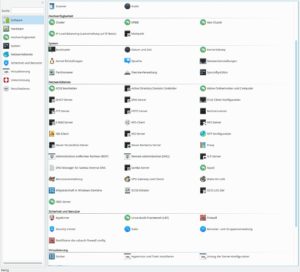 Abbildung 4: Im großen YaST-Fenster erscheinen nach der Installation aller verfügbaren Module viele Werkzeuge für die professionelle Server-Administration, aber nur recht wenige, die Heimanwendern weiterhelfen.