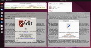 Abbildung 5: Dank Docker laufen auch &auml;ltere grafische Anwendungen auf einem modernen System, hier der Gnome-Editor aus Ubuntu&nbsp;14.04 (links) neben seinem modernen Nachfolger.