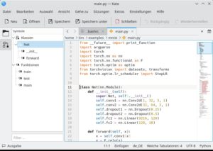 Abbildung 4: Die Symbolansicht hat hier die Klasse <code>Net</code> entdeckt, die über die Methoden <code>__init__</code> und <code>forward</code> verfügt.