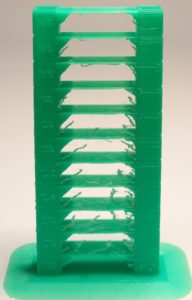 Abbildung 7: Mit nach oben hin abnehmender Drucktemperatur verbessert sich die Druckqualität trotz insgesamt noch nicht optimalen Einstellungen bereits.