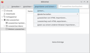 Abbildung 2: In den Einstellungen von Firefox und Chromium sollten Sie als ersten Schritt die vorhandenen Lesezeichen im HTML-Format sichern.