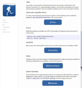 Abbildung 3: Die gegenwärtigen Entwickler von Subsurface machen sich die Mühe, vier Linux-Distributionen mit einem eigenen Paket zu bedienen. Alle weiteren deckt das generische Appimage ab.