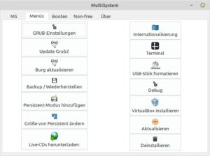 Abbildung 8: Das Men&uuml; von MultiSystem bietet umfangreiche Optionen.