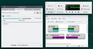 Abbildung 9: Verwaltungsprogramme wie Pavucontrol (links, für Pulseaudio) oder QJackCtl (rechts, für Jack) funktionieren auch mit Pipewire.