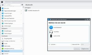 Abbildung 11: Die Stealthbar lässt sich im Bluetooth-Bereich der Plasma-Systemeinstellungen koppeln, wenn Sie den Aktivierungsknopf am Gehäuse des Lautsprechers drücken.