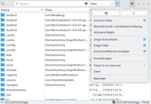 Abbildung 1: Fsearch bietet eine aufger&auml;umte Oberfl&auml;che und eine m&auml;chtige Suchmaschine, die bereits w&auml;hrend der Eingabe Ergebnisse liefert.