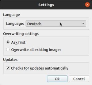 Abbildung 1: Nach dem ersten Start stellen Sie am besten zunächst die Sprache von Englisch auf Deutsch um.