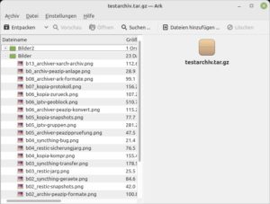 Abbildung 2: In Ark lassen sich s&auml;mtliche Archivinhalte einsehen.