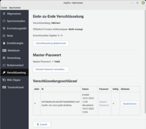 Abbildung 2: Joplin bietet eine Ende-zu-Ende-Verschl&uuml;sselung an.