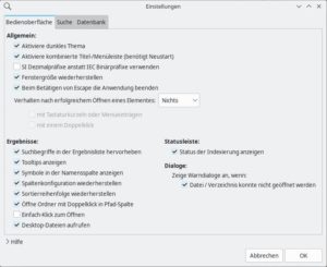 Abbildung 3: Der Reiter <span class="ui-element">Bedienoberfl&auml;che</span> in den Einstellungen bietet Optionen zur Gestaltung der Oberfl&auml;che und der Ausgabe der Ergebnisse.