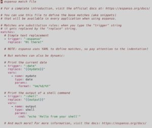 Abbildung 3: Die Datei <code>base.yml</code> enth&auml;lt einige Beispiele. Sie k&ouml;nnen sie mit eigenen Ersetzungen erweitern oder selbst themenbezogene Dateien anlegen.