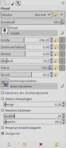 Abbildung 5: Die vielfältigen Einstellmöglichkeiten erlauben den Einsatz der Standardpalette an Pinseln für diverse Einsatzzwecke.