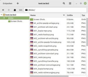 Abbildung 8: Die Oberfl&auml;che von File Roller kommt ohne herk&ouml;mmliche Men&uuml;leiste aus.