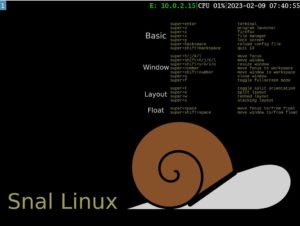 Abbildung 1: Absolut schmucklos und mit den wichtigsten Tastenkombinationen auf dem Desktop: die i3-Oberfl&auml;che von Snal.