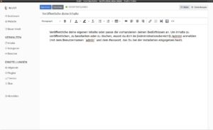 Abbildung 2: Zum Erstellen neuer statischer Seiten und Blog-Eintr&auml;ge steht ein komfortabler WYSIWYG-Editor zur Verf&uuml;gung.