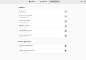 Abbildung 4: Im Reiter <span class="ui-element">Sub System</span> des <span class="ui-element">Vanilla Control Centers</span> behalten Sie den &Uuml;berblick &uuml;ber Container und darin installierte Anwendungen.