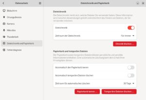 Abbildung 4: In risiOS lassen sich die Optionen zum Datenschutz umfassend anpassen.