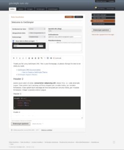 Abbildung 5: Der Seiteneditor von Getsimple bietet zahlreiche Einstellungsoptionen.