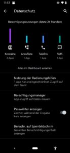 Abbildung 6: In den Einstellungen sehen Sie in der Rubrik Datenschutz, welche Apps in den letzten 24&nbsp;Stunden Berechtigungen angefordert haben.