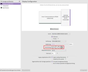 Abbildung 9: Unter KDE gen&uuml;gt ein Klick auf den passenden Rotationsknopf f&uuml;r die Anzeige auf einem Hochkantmonitor.