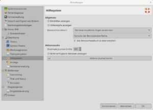 Abbildung 2: Um Gimp und seine Funktionen besser kennenzulernen, lohnt sich ein Blick ins Benutzerhandbuch. Die Einstellungen dazu finden Sie im Abschnitt <span class="ui-element">Hilfesystem</span>.