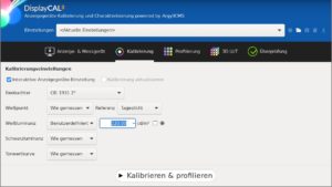 Abbildung 2: Bei den Kalibrierungseinstellungen belassen Sie alle Optionen außer der Weißluminanz auf <span class="ui-element">wie gemessen</span>.