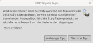 Abbildung 3: Wenn Sie zu den Anwendern geh&ouml;ren, die nicht gern dicke Handb&uuml;cher w&auml;lzen, nutzen Sie am besten den <span class="ui-element">GIMP-Tipp des Tages</span>, um n&uuml;tzliche Funktionen kennenzulernen.