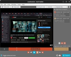 Abbildung 4: Losslesscut kann Videos vorn und hinten abschneiden sowie Teile aus der Mitte entfernen, allerdings nicht sekundengenau.