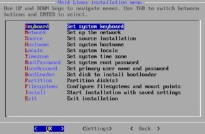 Abbildung 1: Der Ncurses-basierte Void-Installer steht nur in der x86-64-Variante zur Verfügung.