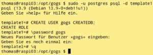 Abbildung 3: Der frisch erzeugte PostgreSQL-Benutzer bekommt direkt ein sicheres Passwort zugewiesen.