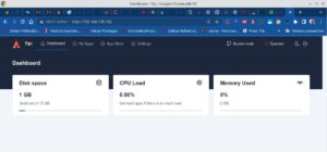 Abbildung 3: Nach dem Anmelden an der Oberfl&auml;che sehen Sie das Dashboard mit Anzeigen zum F&uuml;llstand des Speichermediums, der CPU-Auslastung und dem verwendeten Arbeitsspeicher.