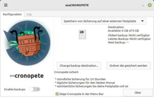 Abbildung 4: Das Programmfenster von Cronopete bedarf kaum einer Einarbeitung.