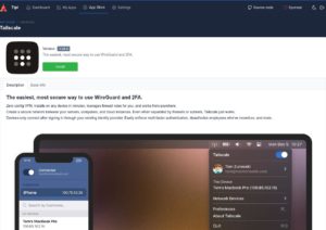 Abbildung 7: Der VPN-Dienst Tailscale l&auml;sst sich ohne Konfiguration auf jedem Ger&auml;t installieren, nutzt WireGuard als VPN und verbindet die beteiligten Ger&auml;te in einem Mesh verbindet.