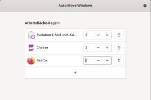 Abbildung 8: "Auto Move Windows" sorgt daf&uuml;r, dass bestimmte Programme direkt auf der in ihren Einstellungen festgelegten virtuellen Arbeitsfl&auml;che starten.