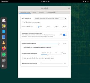 Abbildung 9: <span class="ui-element">Dash to Dock</span> verfrachtet das Progammstarter-Dock aus der Aktivit&auml;ten-Ansicht auf den Desktop &ndash; wie fr&uuml;her bei Unity.