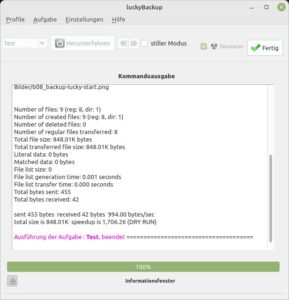 Abbildung 9: LuckyBackup gestattet auch Trockenl&auml;ufe.