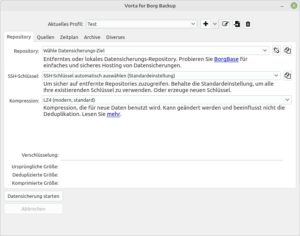 Abbildung 15: Bei Vorta legen Sie zun&auml;chst in einem Assistenten ein Profil an.