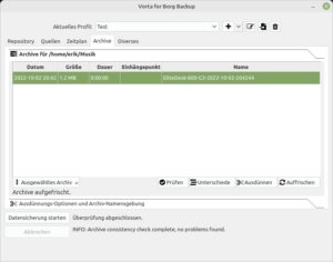 Abbildung 16: Vorta kann auch bei Bedarf die Integrit&auml;t von Dateiarchiven pr&uuml;fen.