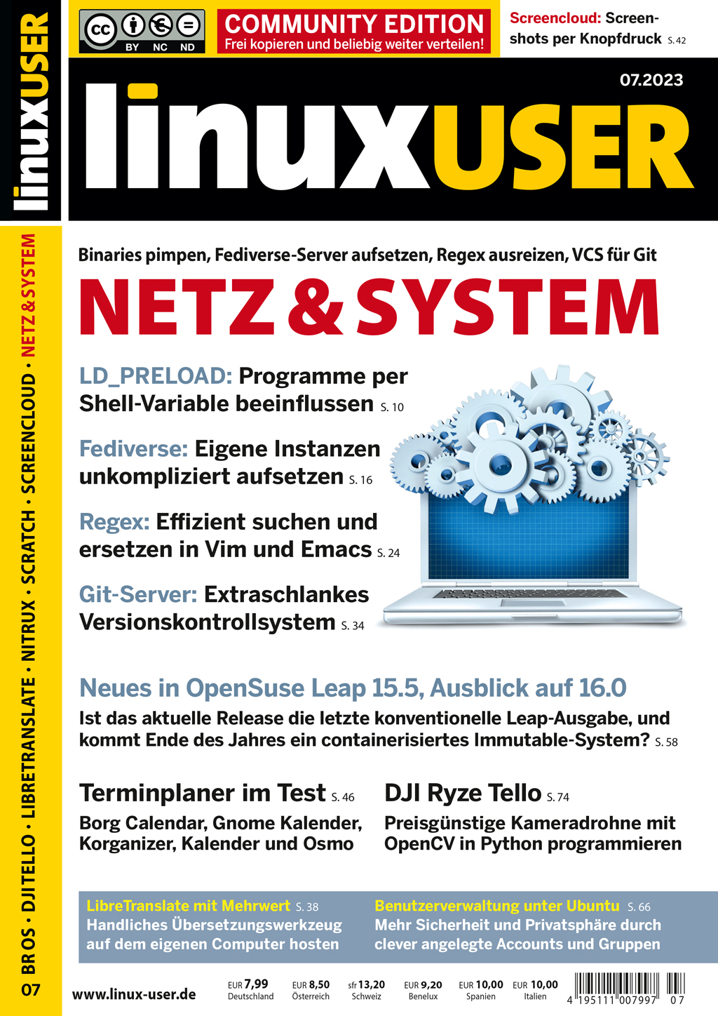 Heftcover LinuxUser Community Edition 07/2023