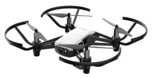 Abbildung 1: Die DJI Ryze Tello mit dem durchaus empfehlenswerten Propellerschutz aus dem Zubehörangebot. (Quelle: DJI)