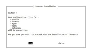 Abbildung 1: Bei bei einem virtuellen Server starten Sie den textbasierten YunoHost-Installer mit einem Installationsskript im SSH-Terminal.
