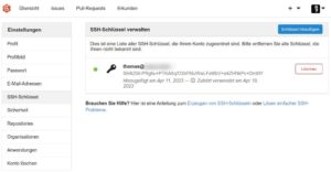 Abbildung 2: Der Public Key lässt sich denkbar einfach über eine grafische Oberfläche in Gogs hinterlegen.