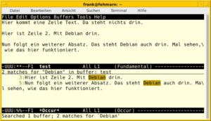Abbildung 2: Emacs nach der Ausführung des <code>occur</code>-Kommandos.